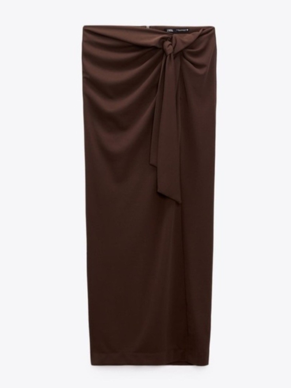 Zara Chocolate Brown Tie-Front Maxi Skirt